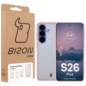 Etui Bizon Case Angelo do Samsung Galaxy S26+ Plus półprzezroczyste z jasnoróżową ramką