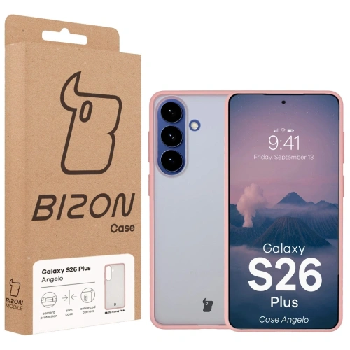 Etui Bizon Case Angelo do Samsung Galaxy S26+ Plus półprzezroczyste z jasnoróżową ramką