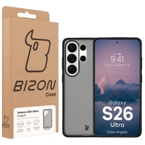 Etui Bizon Case Angelo do Samsung Galaxy S26 Ultra przydymione z czarną ramką