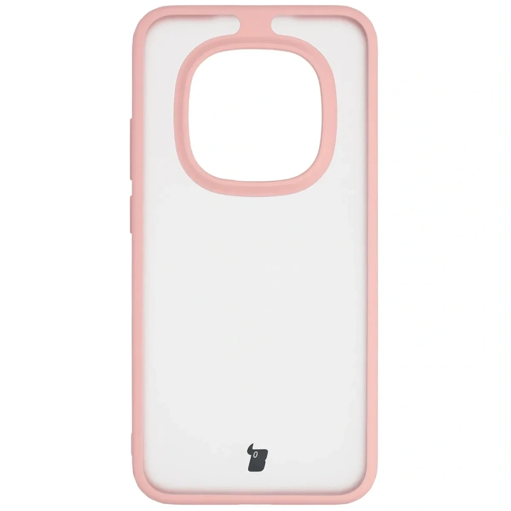 Etui Bizon Case Angelo do Xiaomi Redmi Note 15 Pro 5G półprzezroczyste z jasnoróżową ramką