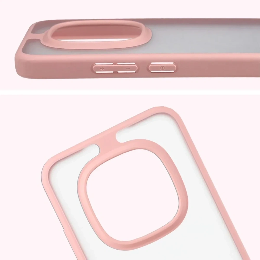 Etui Bizon Case Angelo do Xiaomi Redmi Note 15 Pro 5G półprzezroczyste z jasnoróżową ramką