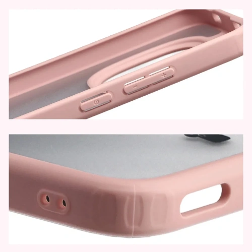 Etui Bizon Case Angelo do Xiaomi Redmi Note 15 Pro 5G półprzezroczyste z jasnoróżową ramką