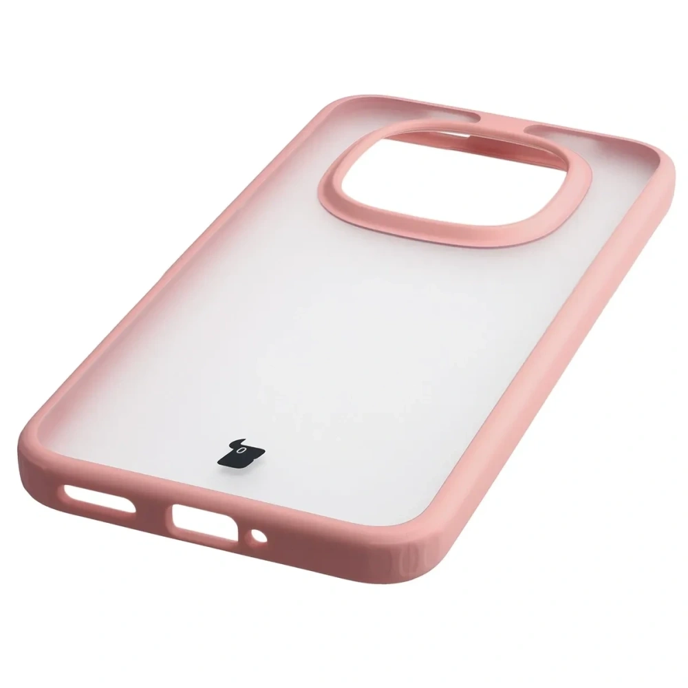 Etui Bizon Case Angelo do Xiaomi Redmi Note 15 Pro 5G półprzezroczyste z jasnoróżową ramką