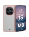 Etui Bizon Case Angelo do Xiaomi Redmi Note 15 Pro+ Plus 5G / POCO M8 Pro 5G półprzezroczyste z jasnoróżową ramką