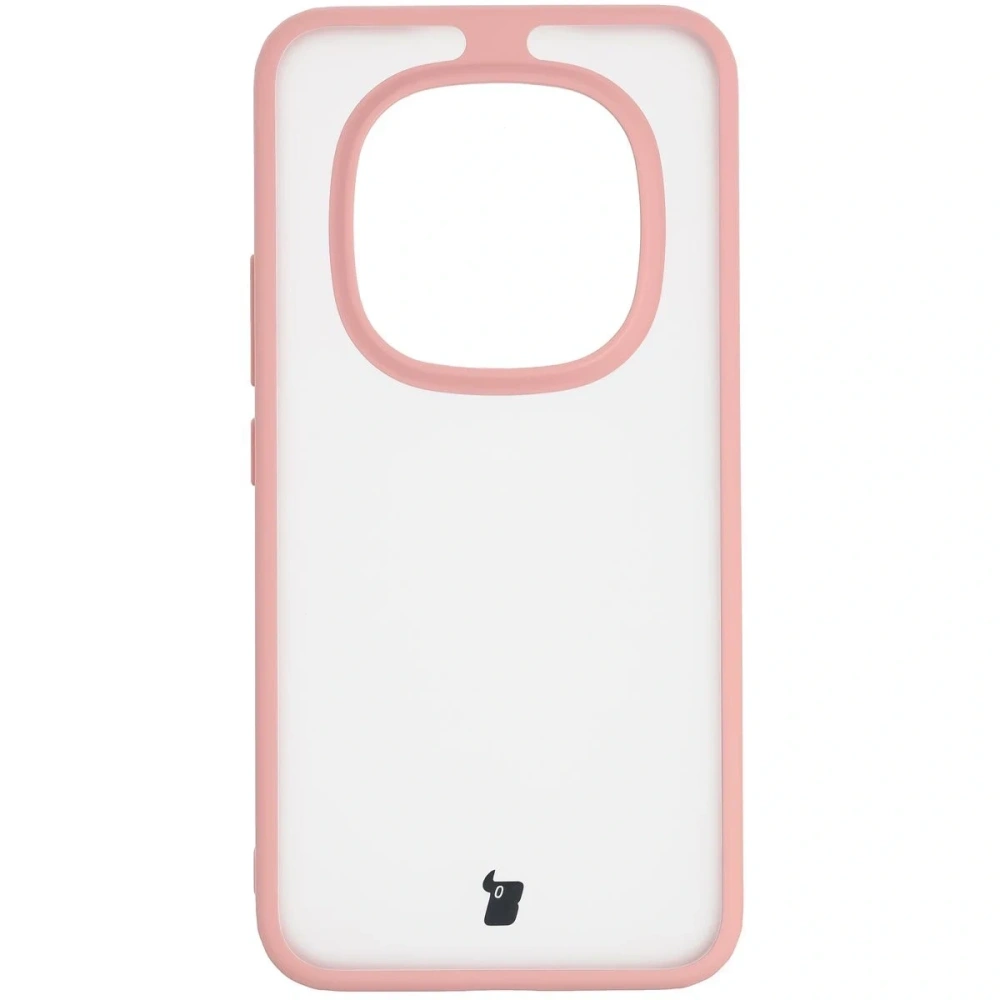 Etui Bizon Case Angelo do Xiaomi Redmi Note 15 Pro+ Plus 5G / POCO M8 Pro 5G półprzezroczyste z jasnoróżową ramką