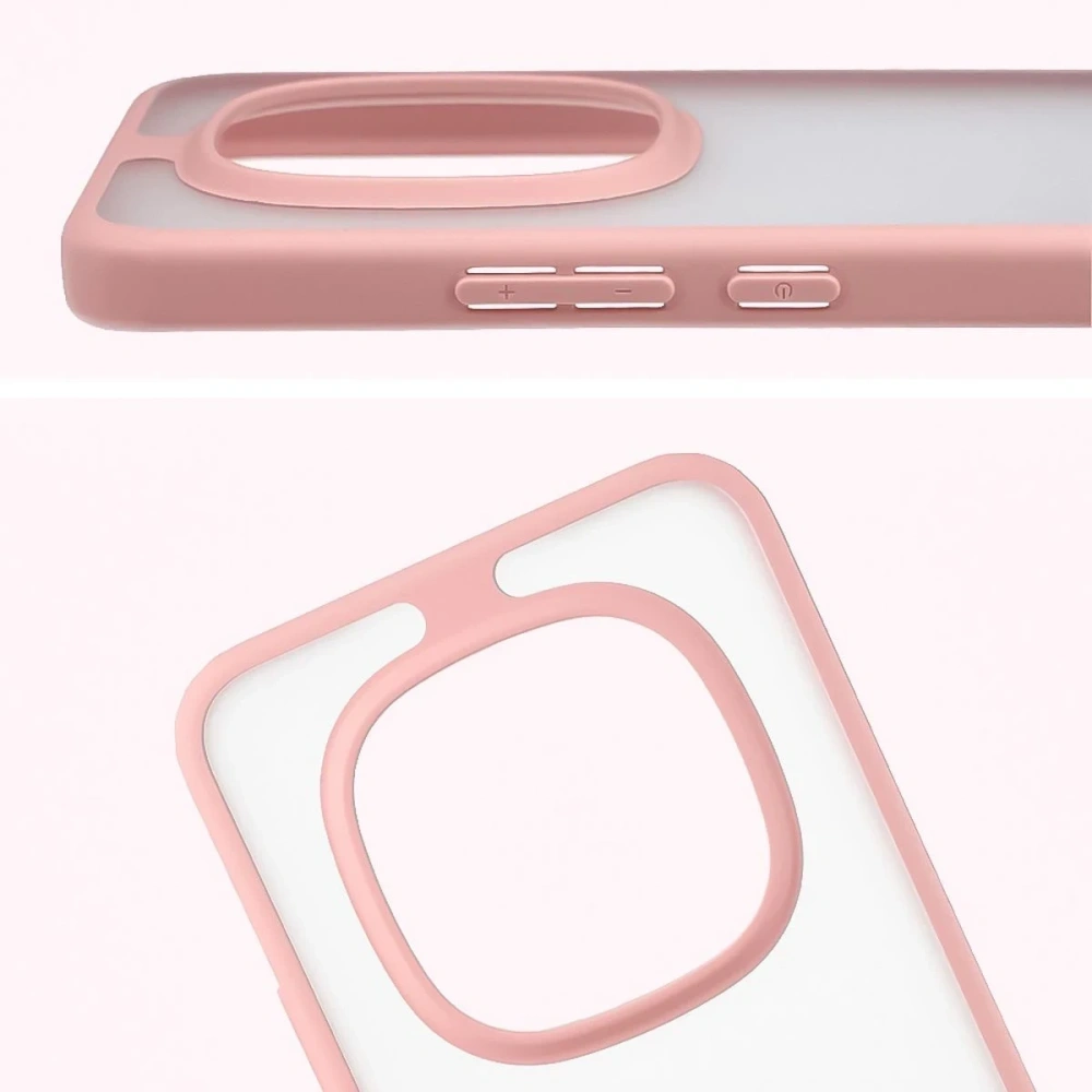 Etui Bizon Case Angelo do Xiaomi Redmi Note 15 Pro+ Plus 5G / POCO M8 Pro 5G półprzezroczyste z jasnoróżową ramką