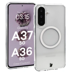 Etui z pierścieniem magnetycznym Bizon Case CrystalO do Samsung Galaxy A37 5G / A36 5G przezroczyste