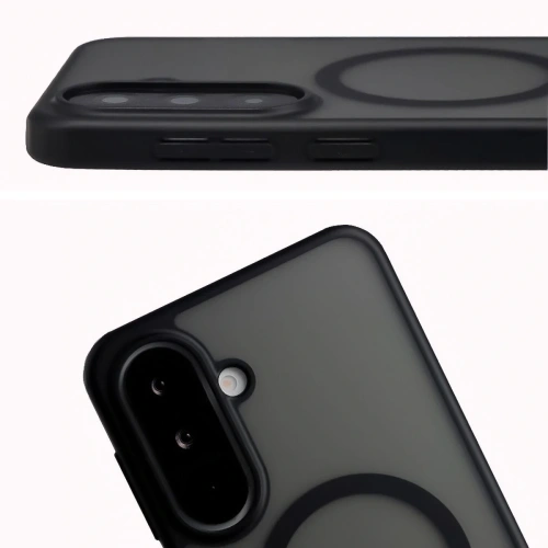 Etui z pierścieniem magnetycznym Bizon Case MatteO do Samsung Galaxy A37 5G / A36 5G przydymione-czarne