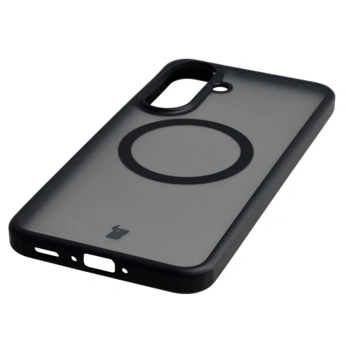 Etui z pierścieniem magnetycznym Bizon Case MatteO do Samsung Galaxy A37 5G / A36 5G przydymione-czarne