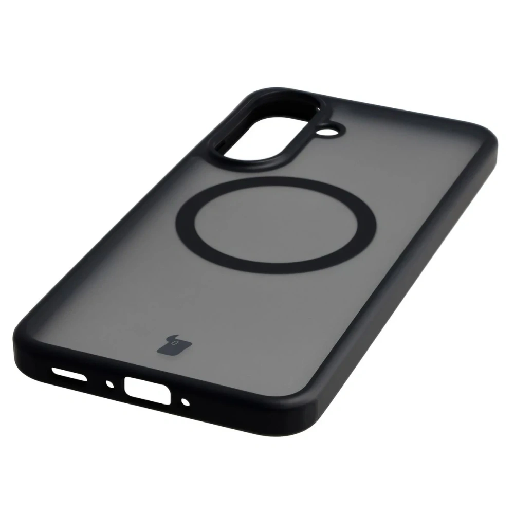 Etui z pierścieniem magnetycznym Bizon Case MatteO do Samsung Galaxy A37 5G / A36 5G przydymione-czarne