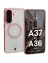 Etui z pierścieniem magnetycznym Bizon Case MatteO do Samsung Galaxy A37 5G / A36 5G przydymione-jasnoróżowe