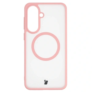 Etui z pierścieniem magnetycznym Bizon Case MatteO do Samsung Galaxy A37 5G / A36 5G przydymione-jasnoróżowe