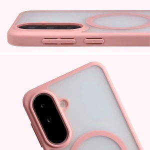 Etui z pierścieniem magnetycznym Bizon Case MatteO do Samsung Galaxy A37 5G / A36 5G przydymione-jasnoróżowe