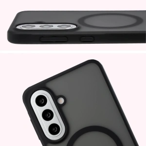 Etui z pierścieniem magnetycznym Bizon Case MatteO do Samsung Galaxy A57 5G przydymione-czarne