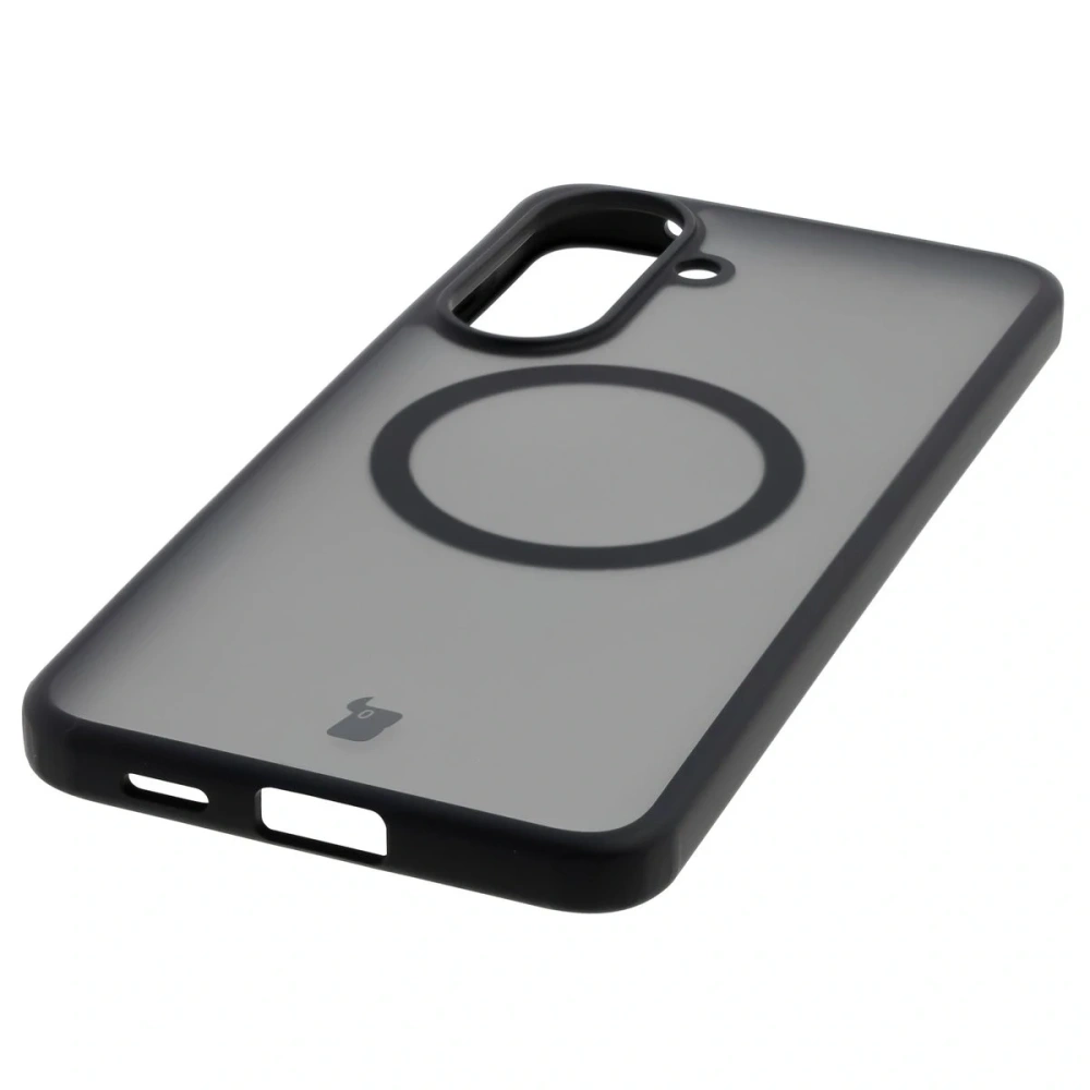 Etui z pierścieniem magnetycznym Bizon Case MatteO do Samsung Galaxy A57 5G przydymione-czarne