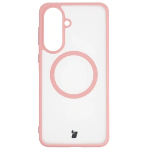 Etui z pierścieniem magnetycznym Bizon Case MatteO do Samsung Galaxy A57 5G przydymione-jasnoróżowe