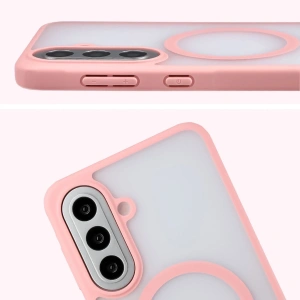 Etui z pierścieniem magnetycznym Bizon Case MatteO do Samsung Galaxy A57 5G przydymione-jasnoróżowe