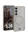 Etui z pierścieniem magnetycznym Bizon Case MatteO do Samsung Galaxy S26 przydymione-beżowe
