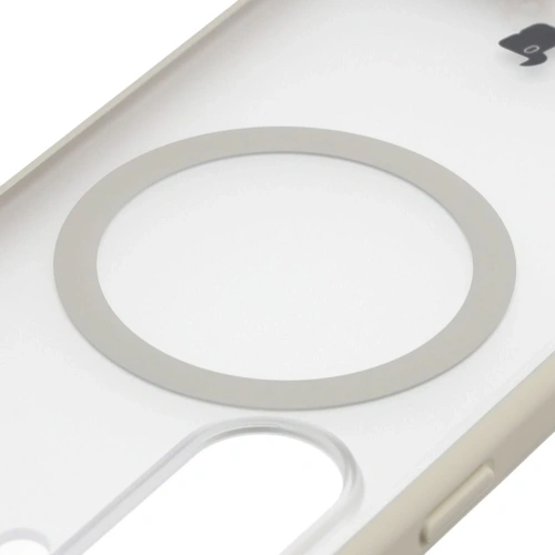 Etui z pierścieniem magnetycznym Bizon Case MatteO do Samsung Galaxy S26 przydymione-beżowe