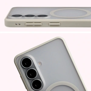 Etui z pierścieniem magnetycznym Bizon Case MatteO do Samsung Galaxy S26 przydymione-beżowe