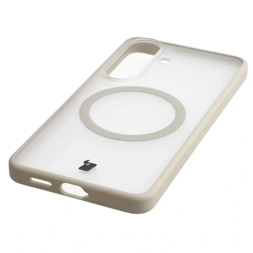 Etui z pierścieniem magnetycznym Bizon Case MatteO do Samsung Galaxy S26 przydymione-beżowe