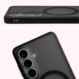 Etui z pierścieniem magnetycznym Bizon Case MatteO do Samsung Galaxy S26 przydymione-czarne