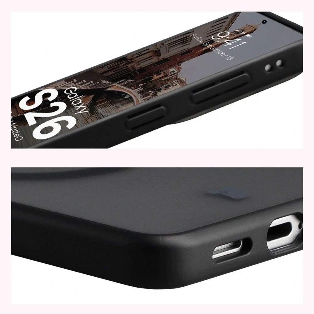 Etui z pierścieniem magnetycznym Bizon Case MatteO do Samsung Galaxy S26 przydymione-czarne