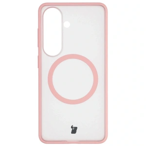 Etui z pierścieniem magnetycznym Bizon Case MatteO do Samsung Galaxy S26 przydymione-jasnoróżowe