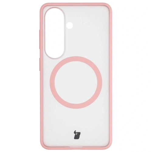 Etui z pierścieniem magnetycznym Bizon Case MatteO do Samsung Galaxy S26 przydymione-jasnoróżowe