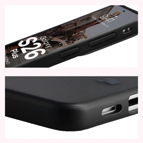 Etui z pierścieniem magnetycznym Bizon Case MatteO do Samsung Galaxy S26+ Plus przydymione-czarne