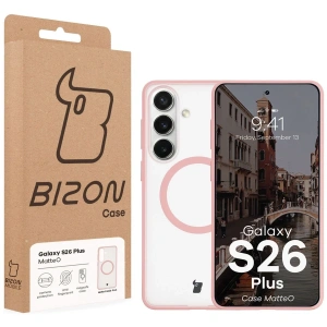 Etui z pierścieniem magnetycznym Bizon Case MatteO do Samsung Galaxy S26+ Plus przydymione-jasnoróżowe
