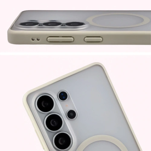 Etui z pierścieniem magnetycznym Bizon Case MatteO do Samsung Galaxy S26 Ultra przydymione-beżowe