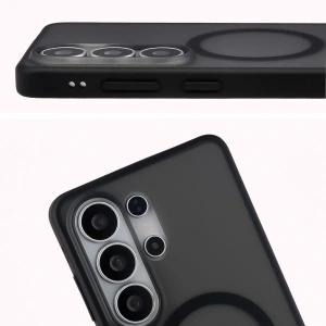 Etui z pierścieniem magnetycznym Bizon Case MatteO do Samsung Galaxy S26 Ultra przydymione-czarne