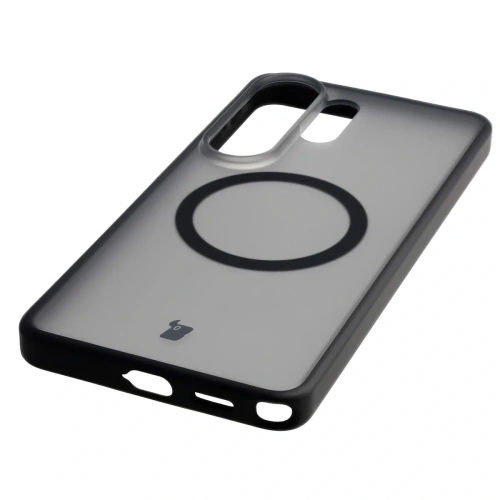 Etui z pierścieniem magnetycznym Bizon Case MatteO do Samsung Galaxy S26 Ultra przydymione-czarne