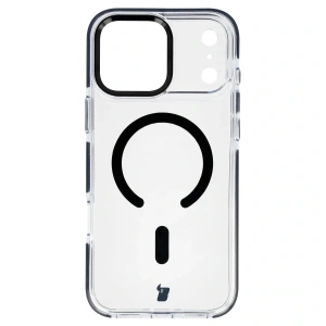 Etui z pierścieniem magnetycznym Bizon Case Marco do Apple iPhone 17 Pro Max przezroczyste z czarną ramką