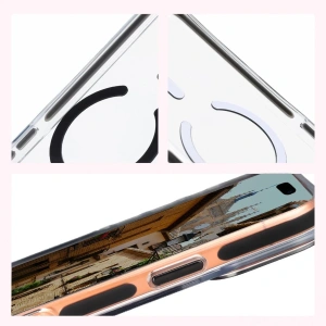 Etui z pierścieniem magnetycznym Bizon Case Marco do Apple iPhone 17 Pro Max przezroczyste z czarną ramką