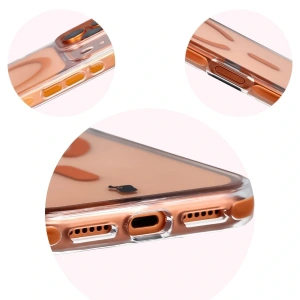 Etui z pierścieniem magnetycznym Bizon Case Marco do Apple iPhone 17 Pro Max przezroczyste z pomarańczową ramką