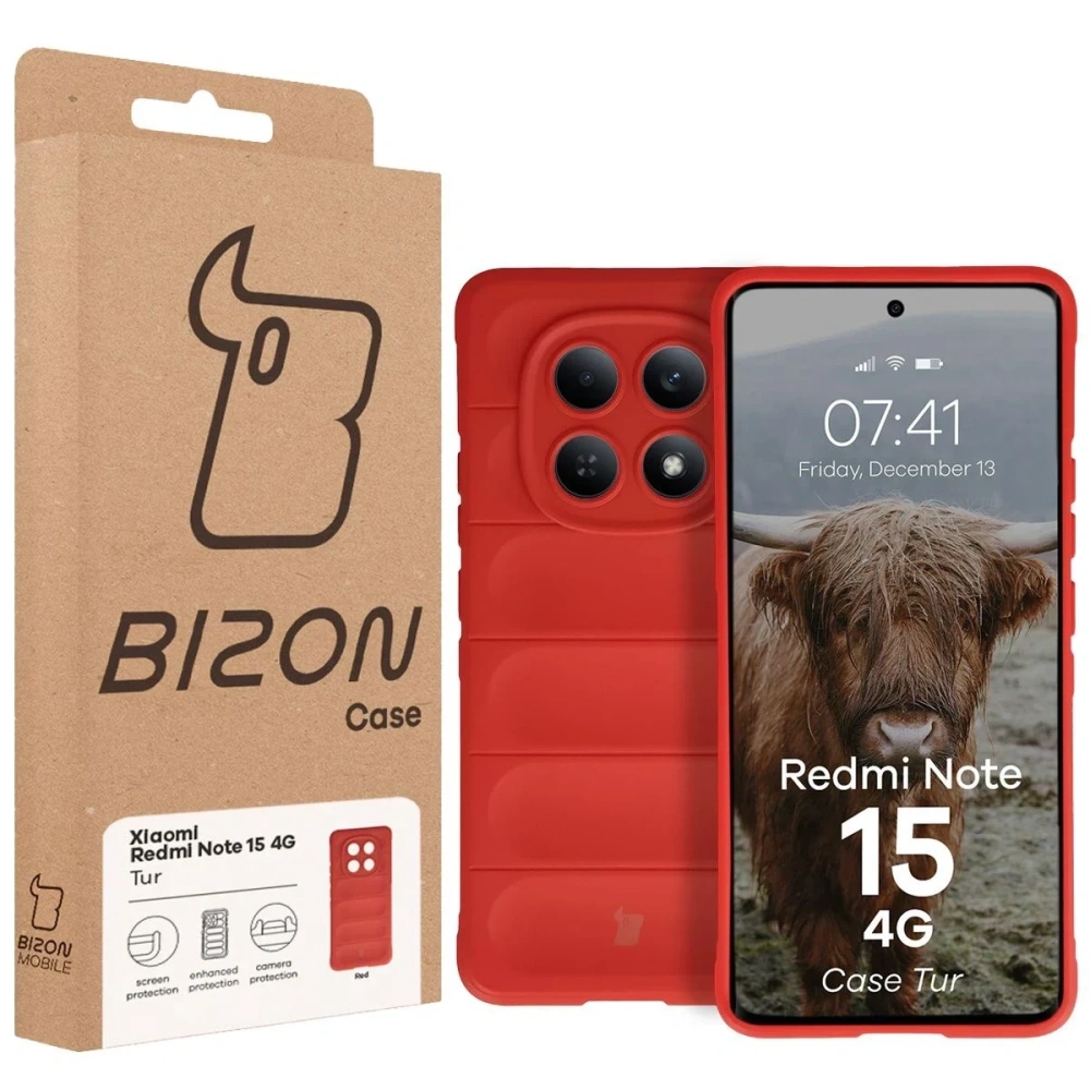 Pancerne etui Bizon Case Tur do Xiaomi Redmi Note 15 4G czerwone