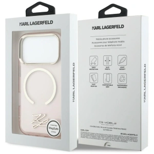 Etui Karl Lagerfeld IML KL Script Logo MagSafe do Apple iPhone 17 Pro Max różowy
