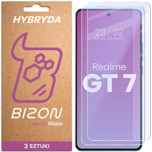 Elastyczne szkło hybrydowe Bizon Glass Mule Duo do Realme GT 7 [2 PACK]