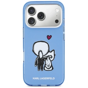 Etui Karl Lagerfeld Karl & Choupette Back MagSafe do Apple iPhone 17 Pro Max niebieski