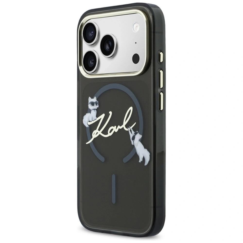 Etui Karl Lagerfeld IML Choupettes Karl Script Logo MagSafe do Apple iPhone 17 Pro Max czarny