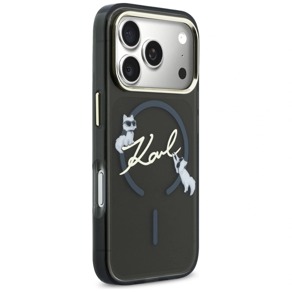 Etui Karl Lagerfeld IML Choupettes Karl Script Logo MagSafe do Apple iPhone 17 Pro Max czarny