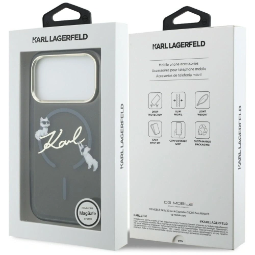 Etui Karl Lagerfeld IML Choupettes Karl Script Logo MagSafe do Apple iPhone 17 Pro Max czarny