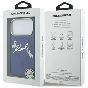 Etui Karl Lagerfeld IML Choupettes Karl Script Logo MagSafe do Apple iPhone 17 Pro Max niebieski