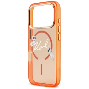 Etui Karl Lagerfeld IML Choupettes Karl Script Logo MagSafe do Apple iPhone 17 Pro Max pomarańczowy