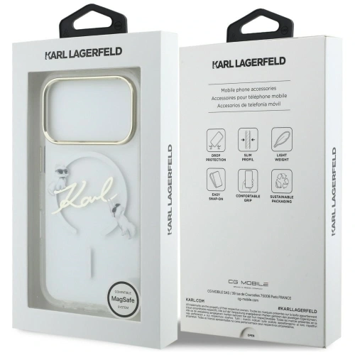 Etui Karl Lagerfeld IML Choupettes Karl Script Logo MagSafe do Apple iPhone 17 Pro Max przezroczysty