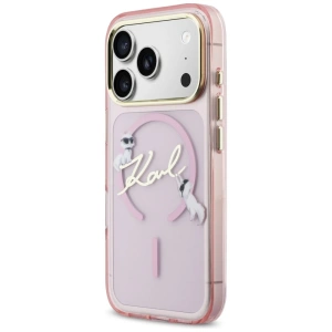 Etui Karl Lagerfeld IML Choupettes Karl Script Logo MagSafe do Apple iPhone 17 Pro Max różowy