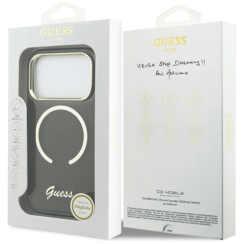 Etui Guess IML Script Metal MagSafe do Apple iPhone 17 Pro Max czarny