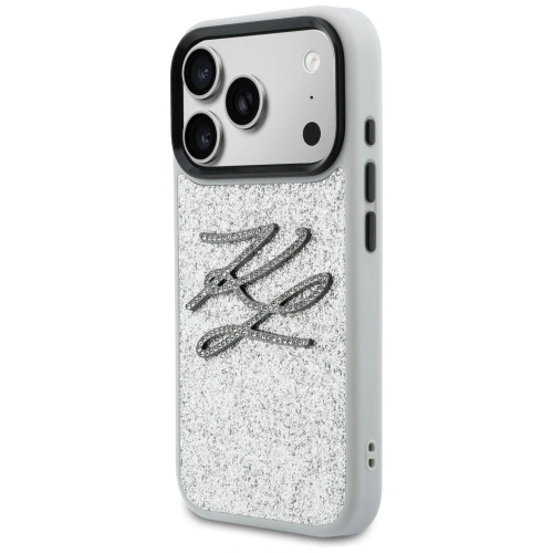 Etui Karl Lagerfeld IML Glitter KL Diamond Logo do Apple iPhone 17 Pro Max srebrny